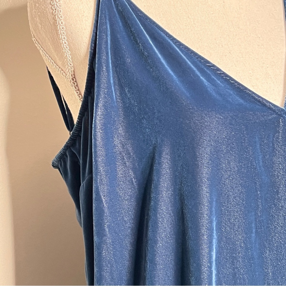 Old Navy Dark Teal Sleeveless Velvet Slip Maxi Dress Obscure Night Women Size XL - Picture 2 of 16
